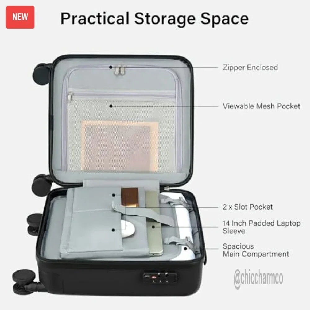 16 Inch Underseat Carry On Hard Shell Luggage with Spinner Wheels